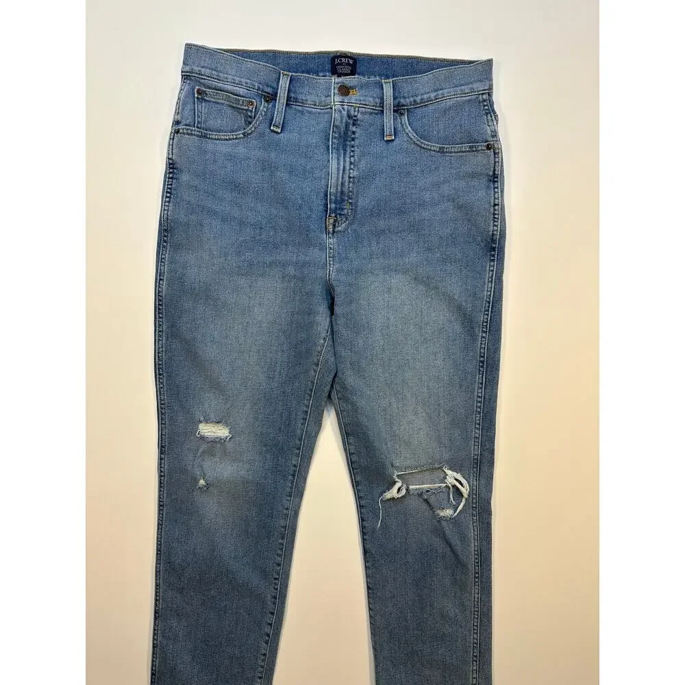 I. Crew High-Rise Classic Vintage Straight Leg Distressed Denim Jeans Size 31